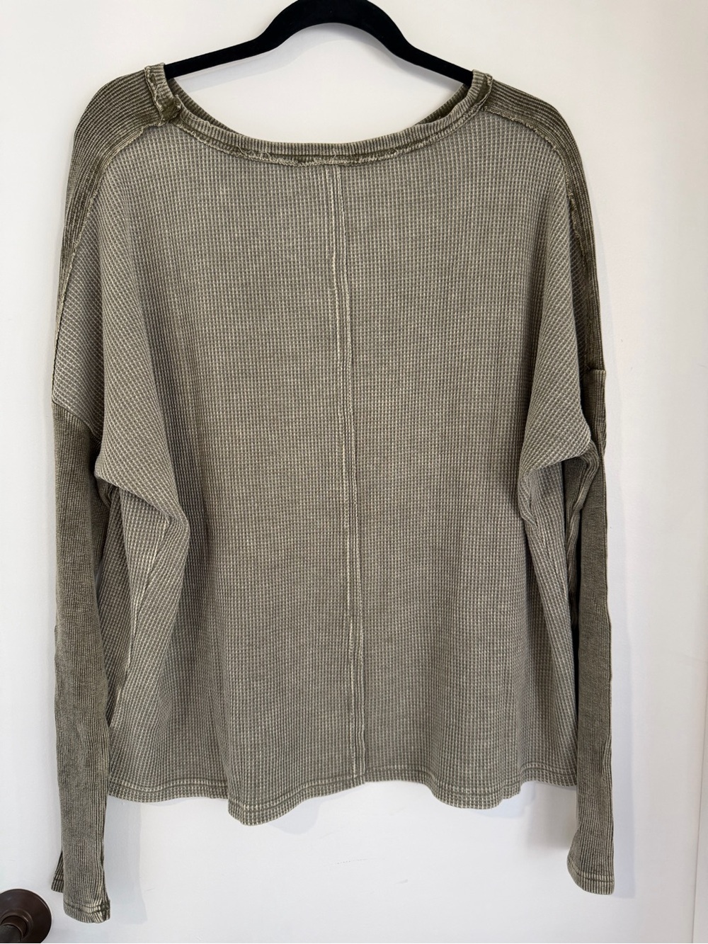easel Olive Waffle Knit Long Sleeve Top - Picture 4 of 6